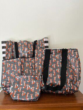 KT Design Laminated Woodland Fox Tote Bags - Set of 4